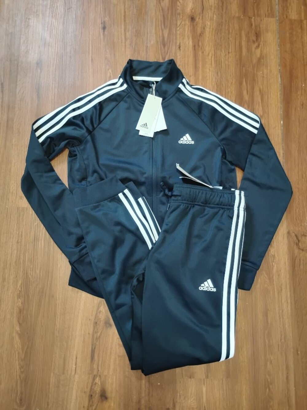 NWT Adidas Essentials 3 Stripe Track Suit Jacket Pants